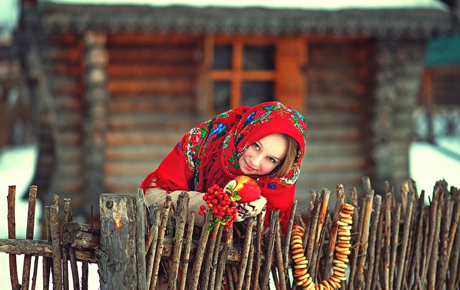 Sexy girl Women in Slavic costumes in Antananarivo